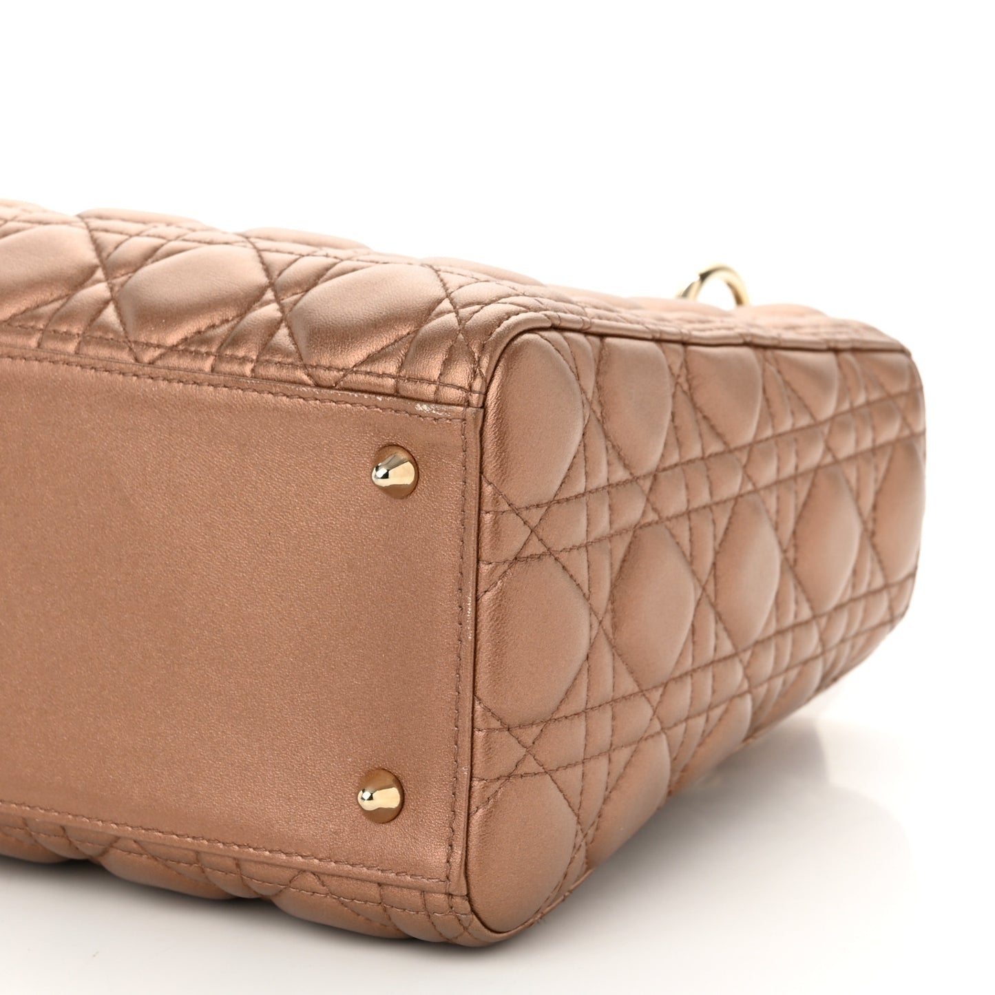 Metallic Lambskin Cannage Medium Lady Dior Bronze