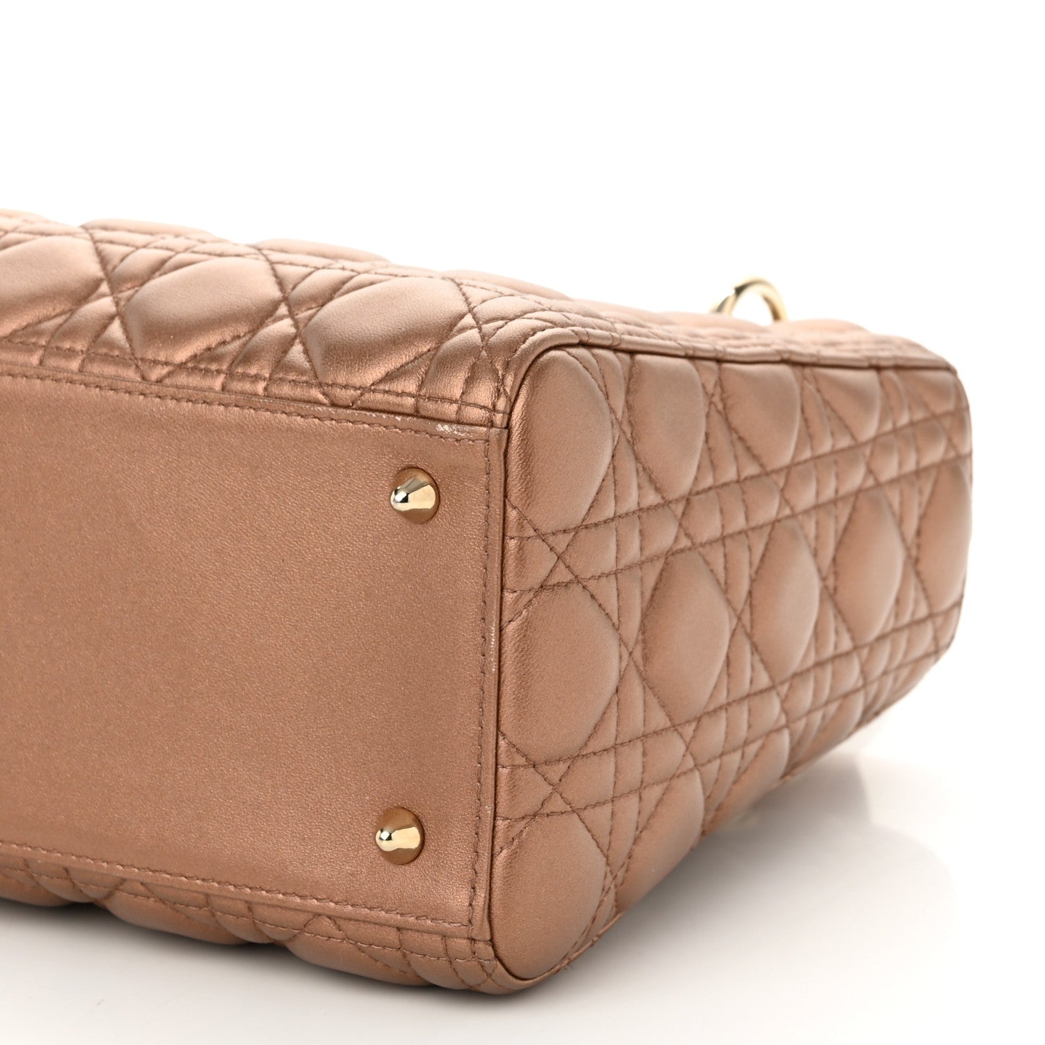 Christian Dior Metallic Lambskin Cannage Medium Lady Dior Bronze 9 of 10