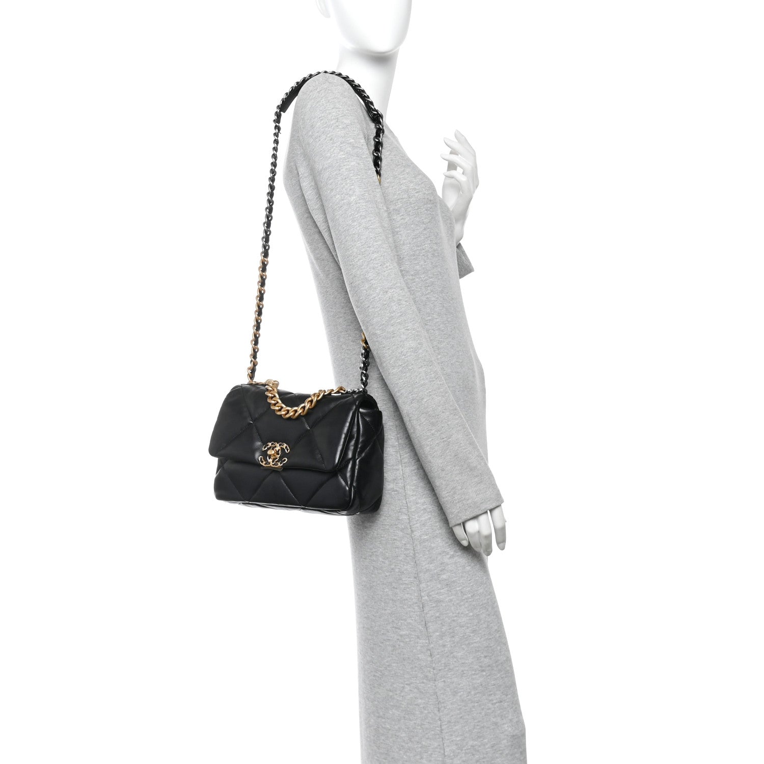 Chanel Lambskin Quilted Medium Chanel 19 Flap Black 2 of 10