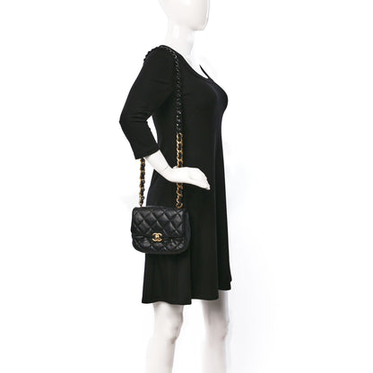 Chanel Lambskin Quilted Mini Lacquered Chain Flap Black 2 of 9