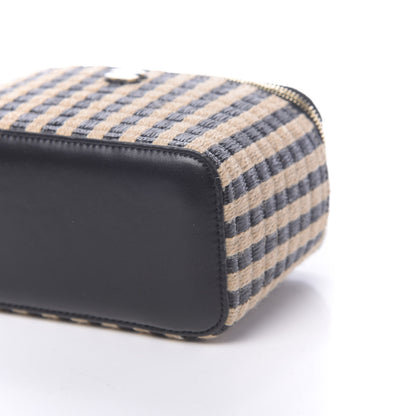 Chanel Raffia Jute Striped Small Vanity Case With Chain Black Beige 8 of 10