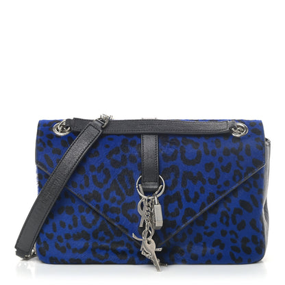 Saint Laurent Pony Hair Calfskin Monogram Leopard Print Medium Punk Chain Bag Blue 1 of 5