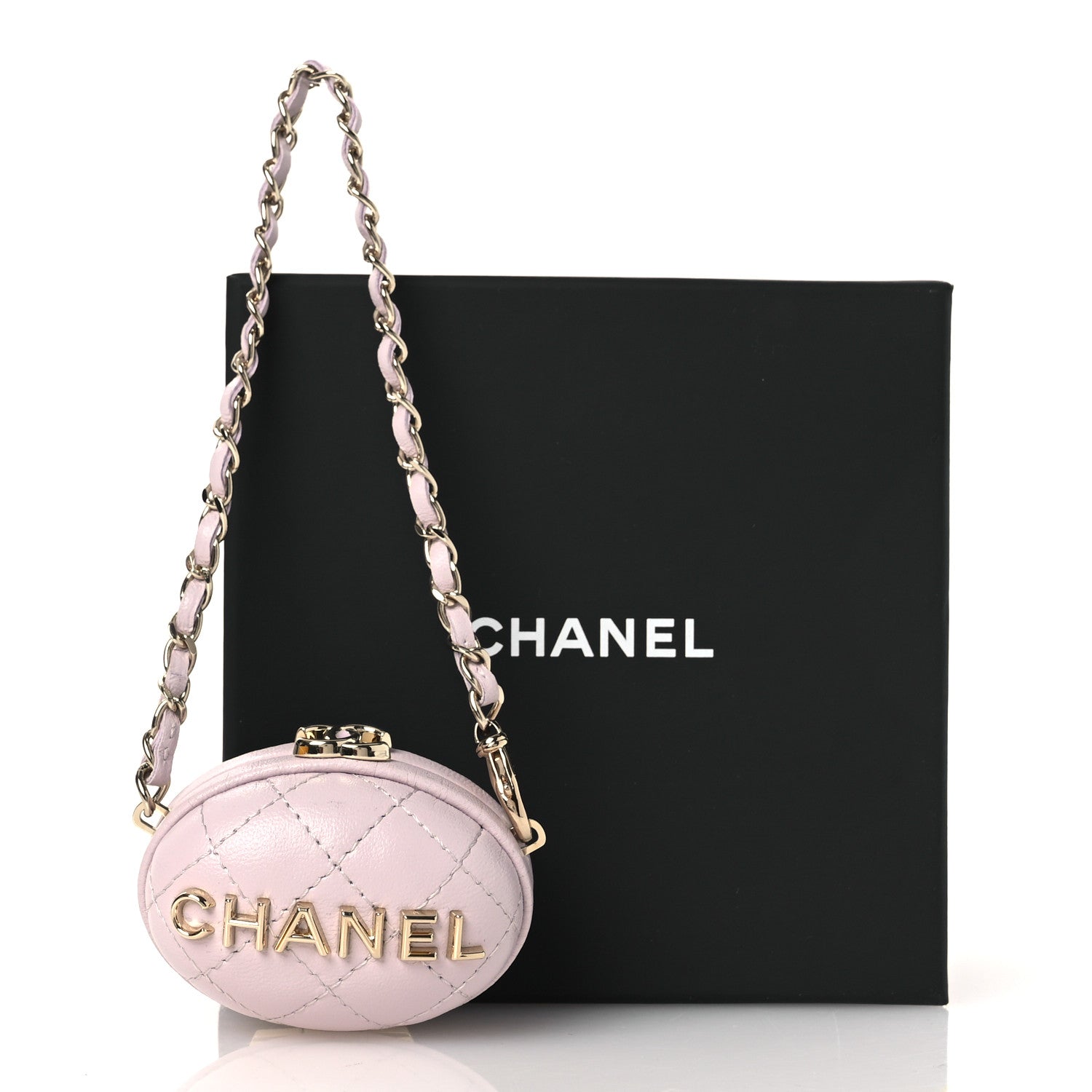 Chanel Lambskin Quilted Oval Mini Bag Charm Light Purple 7 of 7