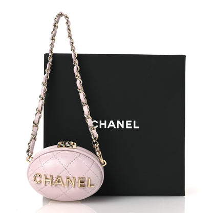 Chanel Lambskin Quilted Oval Mini Bag Charm Light Purple 7 of 7