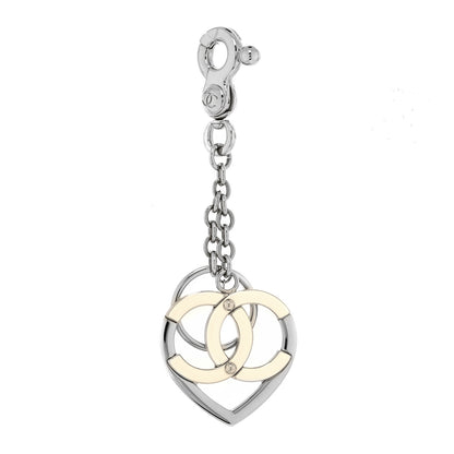 Chanel CC Heart Bag Charm White Silver 1 of 3