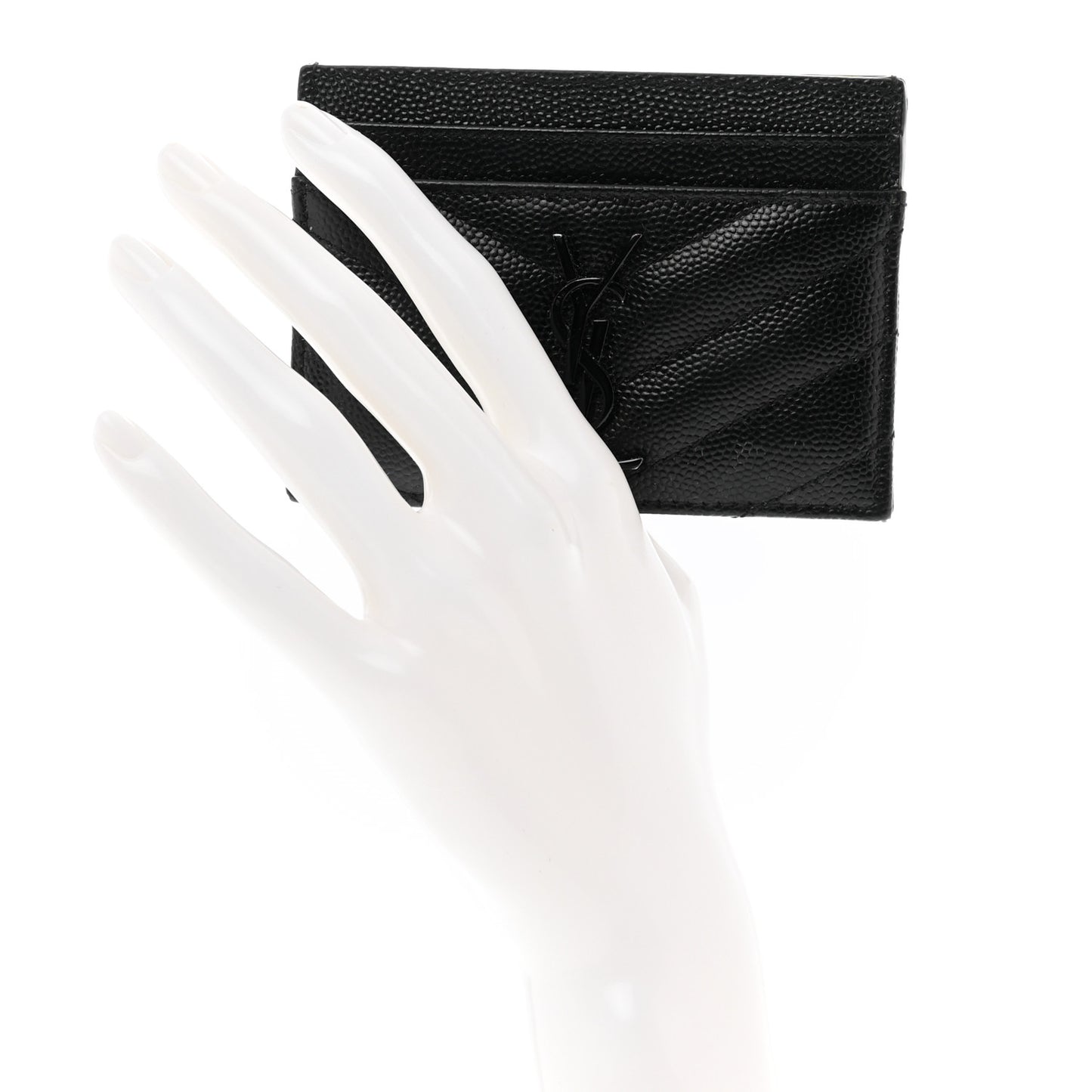 Grain De Poudre Matelasse Chevron Monochrome Monogram Credit Card Case Black