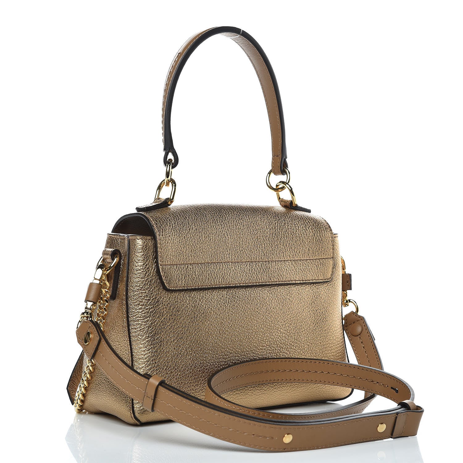 Chloe Metallic Calfskin Mini Faye Day Shoulder Bag Gold 3 of 9