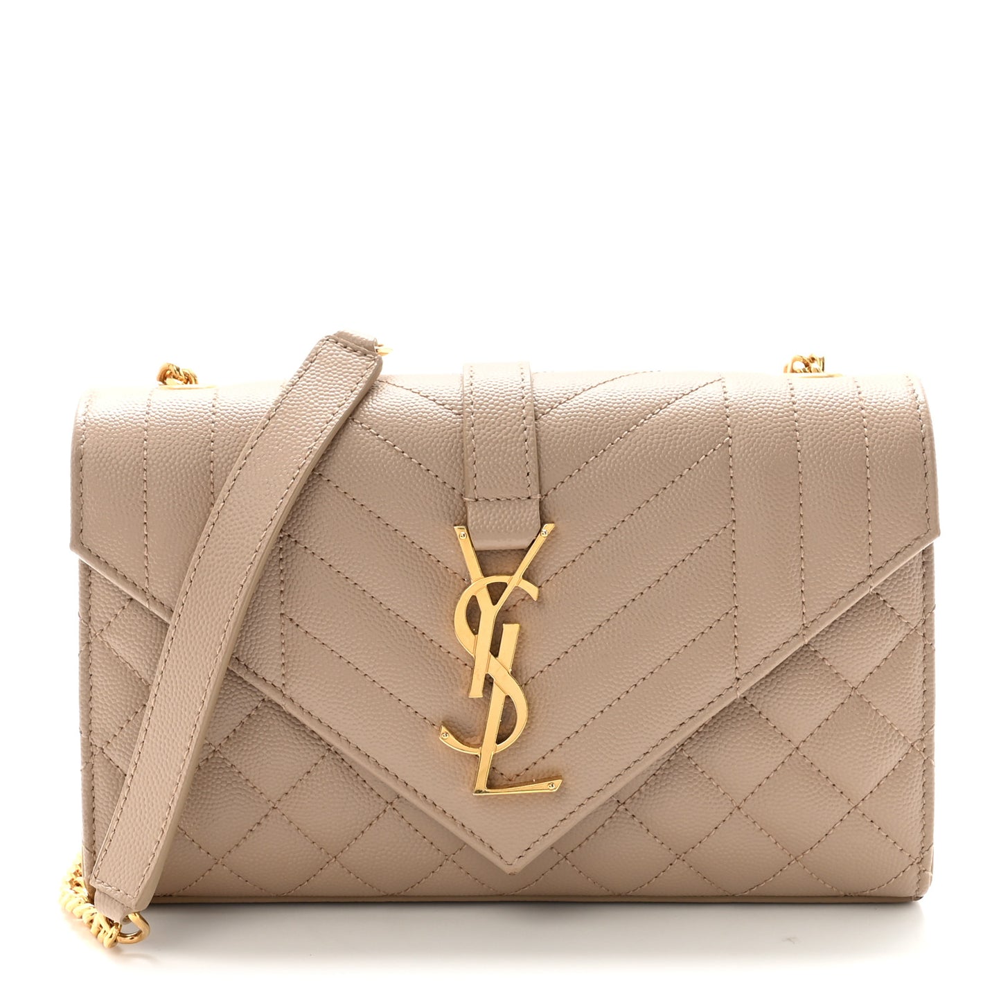 Grain De Poudre Textured Mixed Matelasse Triquilt Small Monogram Satchel Dark Beige