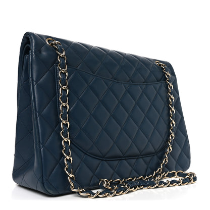 Chanel Lambskin Quilted Maxi Double Flap Blue 3 of 10