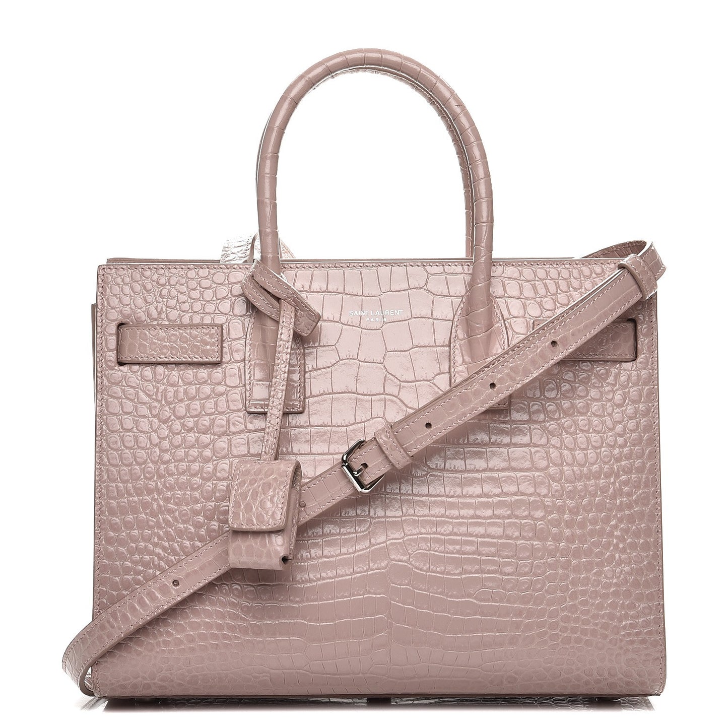 Calfskin Crocodile Embossed Baby Sac De Jour Rose Antic