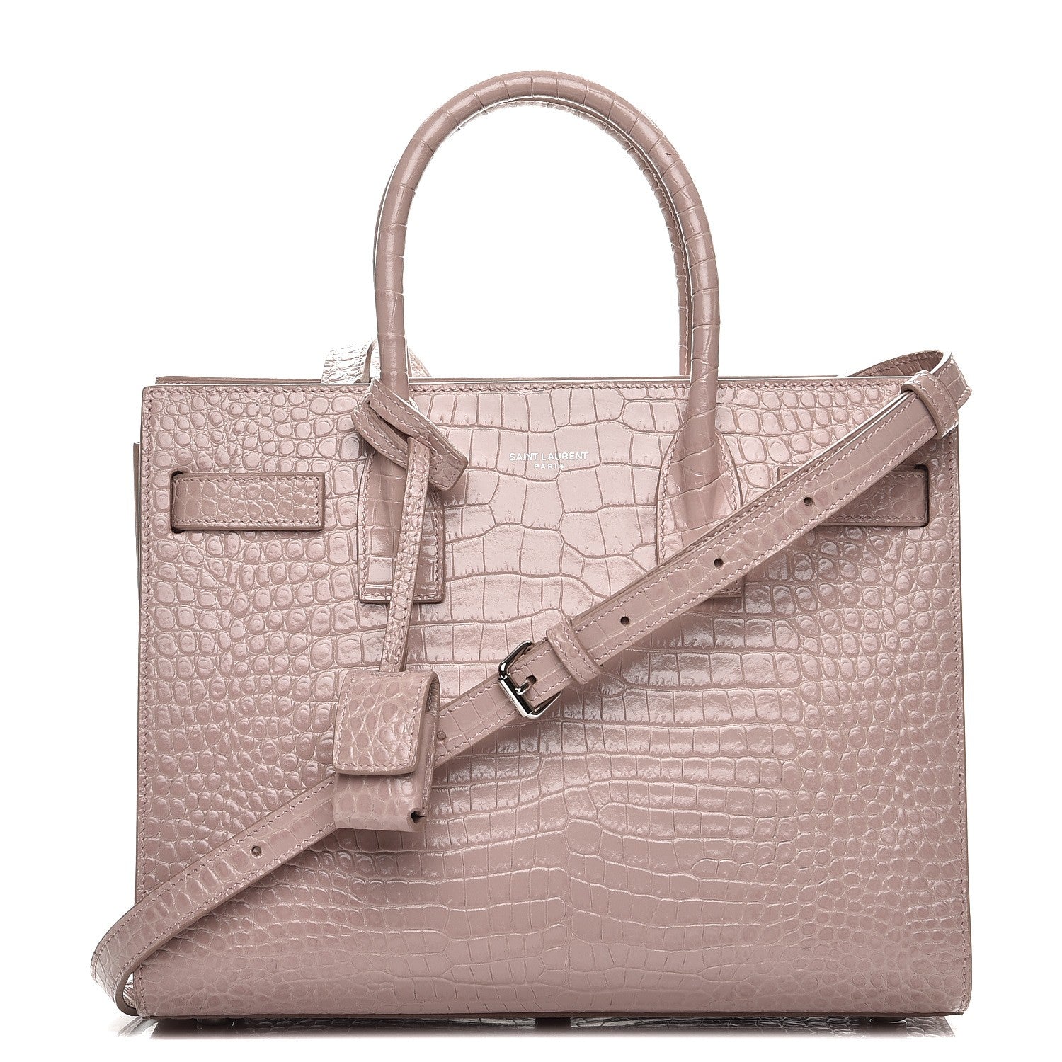 Saint Laurent Calfskin Crocodile Embossed Baby Sac De Jour Rose Antic 1 of 11