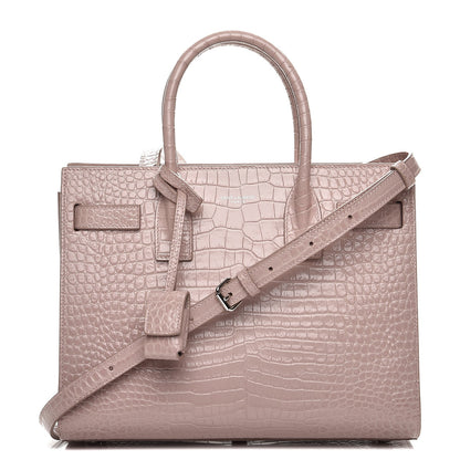 Saint Laurent Calfskin Crocodile Embossed Baby Sac De Jour Rose Antic 1 of 11