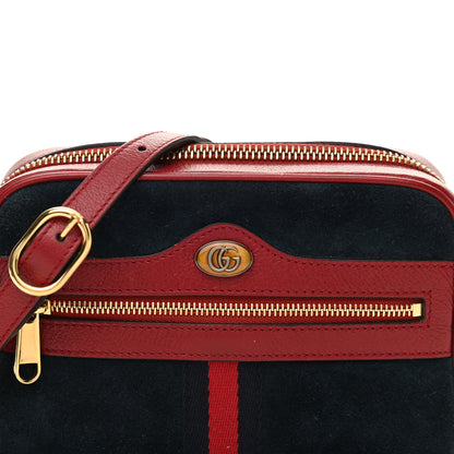 Gucci Suede Calfskin Web Mini Ophidia Shoulder Bag New Blue Romantic Cherry 7 of 12