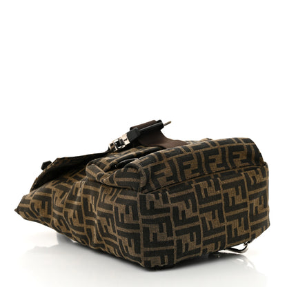 Fendi Recycled Fabric Jacquard Vitello Astro FF 1974 Small Fendiness Backpack Tobacco Moro Black 4 of 10