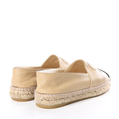 Chanel Lambskin CC Espadrilles 36 Beige Black 4 of 8