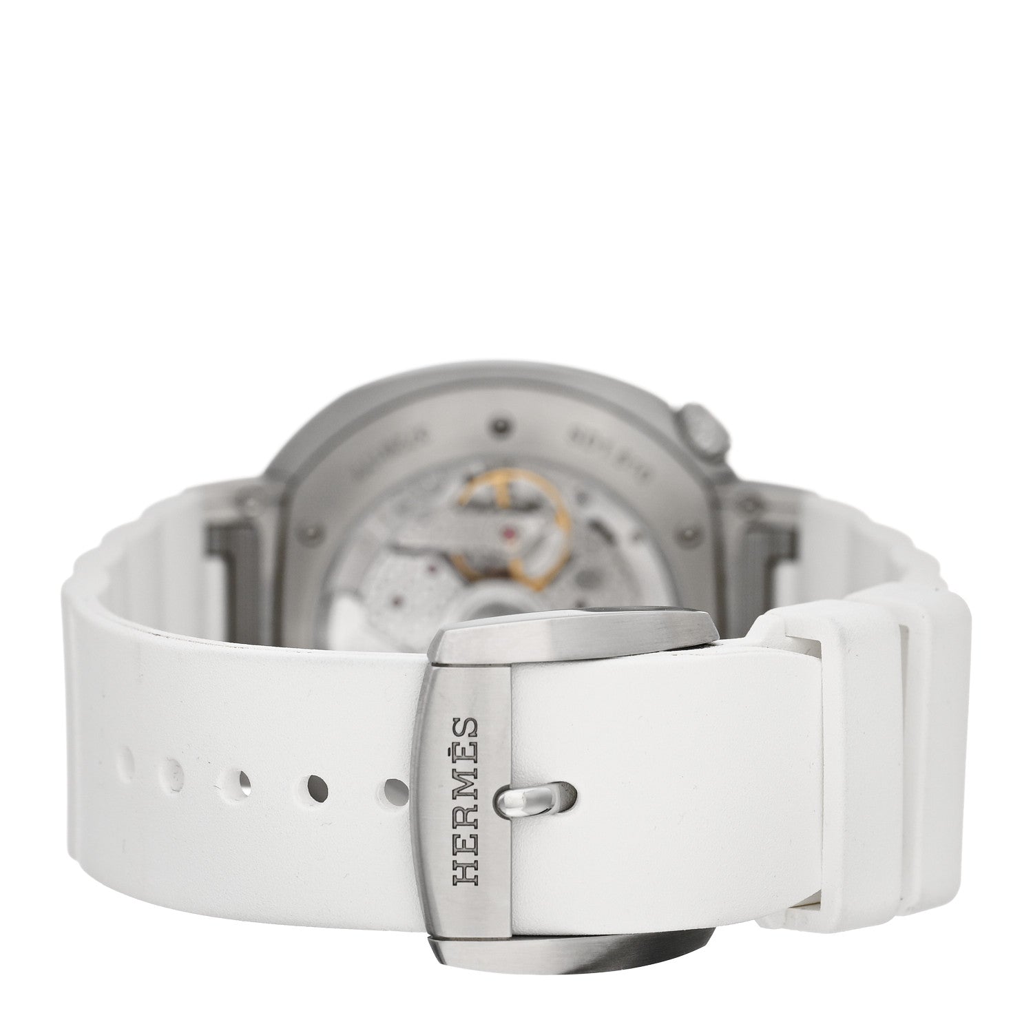 Hermes Stainless Steel Rubber 36mm Cut Automatic Watch Blanc 3 of 5