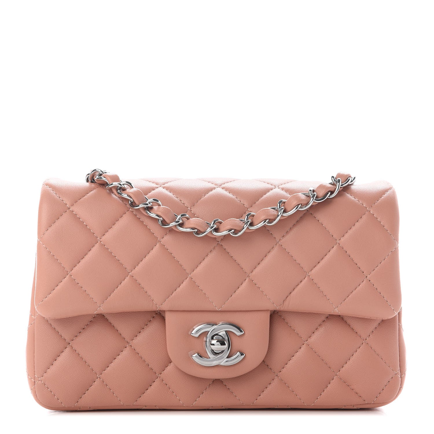 Chanel Lambskin Quilted Mini Rectangular Flap Dark Pink 1 of 8