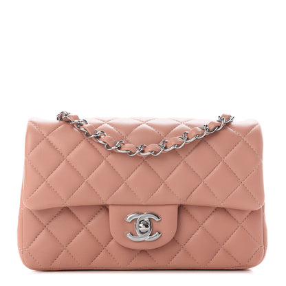 Chanel Lambskin Quilted Mini Rectangular Flap Dark Pink 1 of 8