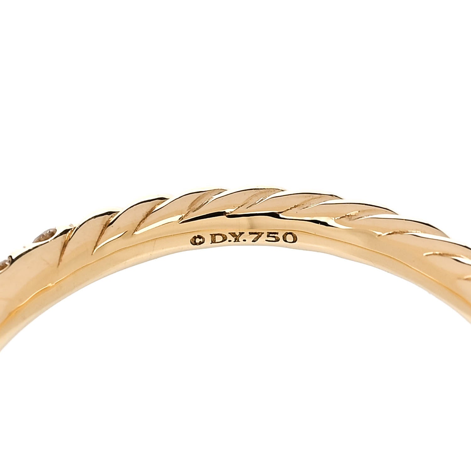 David Yurman 18K Yellow Gold Diamond 2mm Cable Collectibles Band Ring 54 7 4 of 6