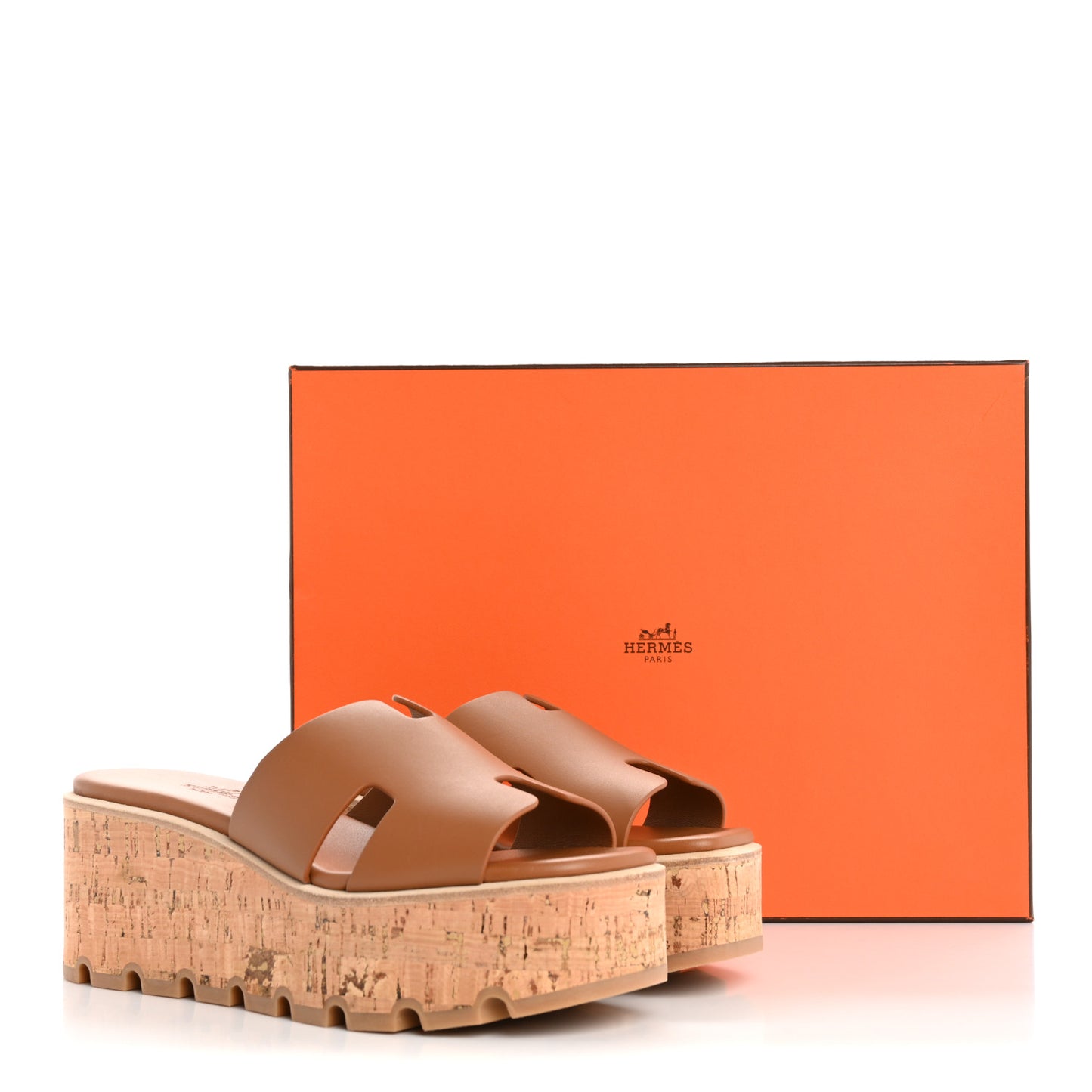Calfskin Cork Eze 30 Sandals 37 Marron Glaise