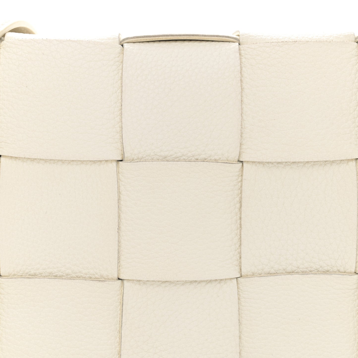Grained Calfskin Maxi Intrecciato Cassette Crossbody Bag White