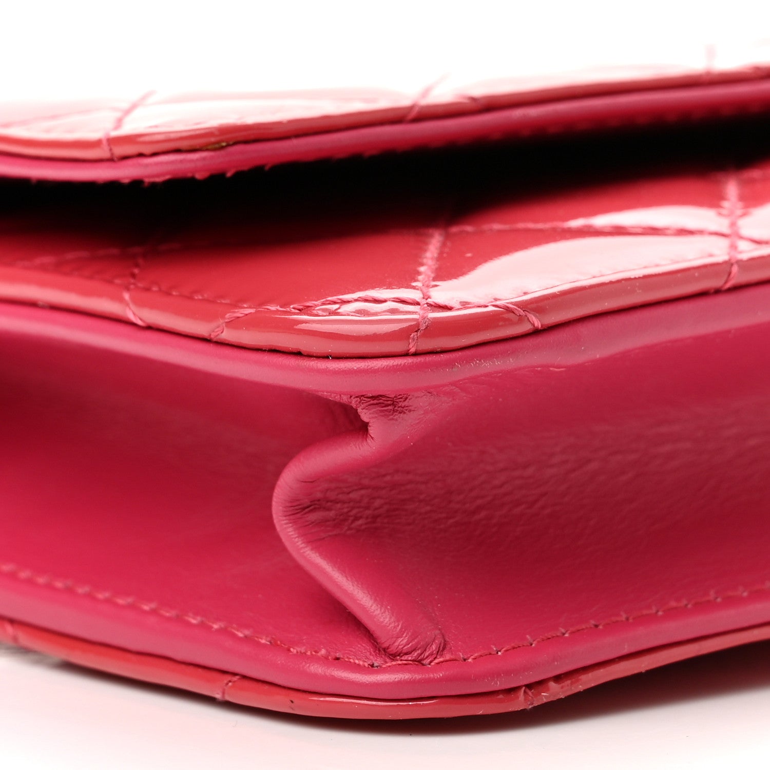 Chanel Patent Quilted Wallet On Chain WOC Fuchsia 9 of 12