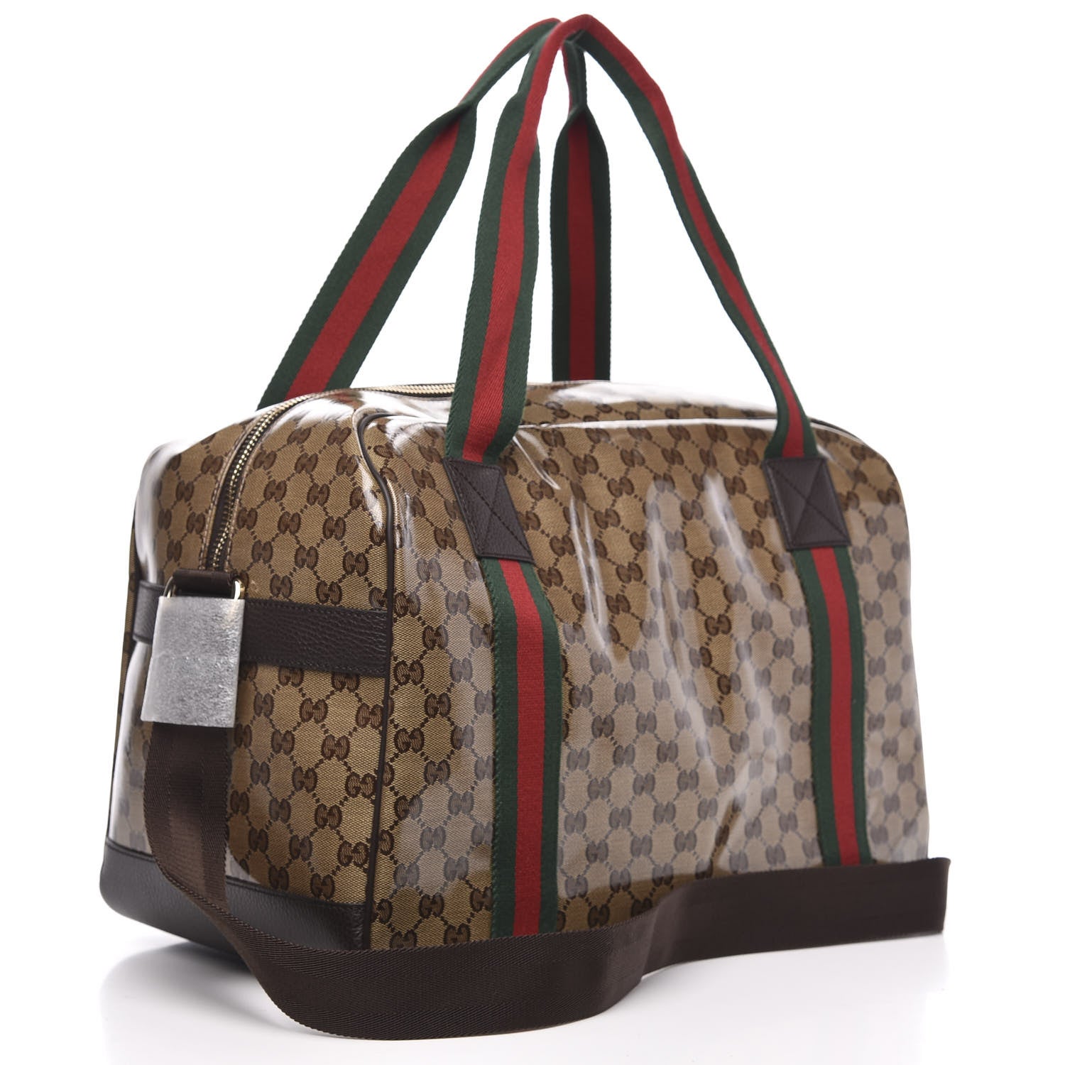 Gucci Crystal Monogram Web Large Carry On Duffle Bag Brown 2 of 9