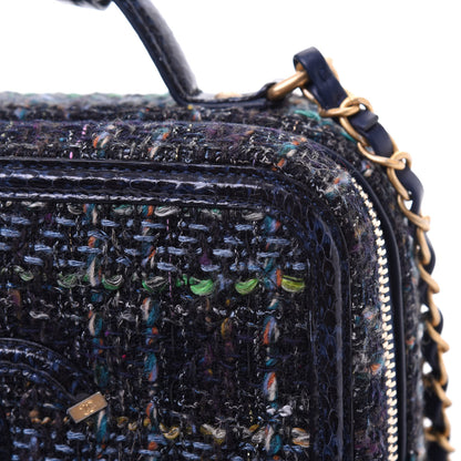 Chanel Tweed Snakeskin Quilted Medium CC Filigree Vanity Case Dark Navy 15 of 19