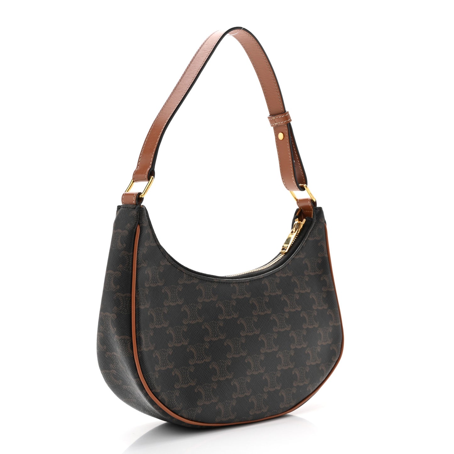 Triomphe Canvas Calfskin Ava Shoulder Bag Tan