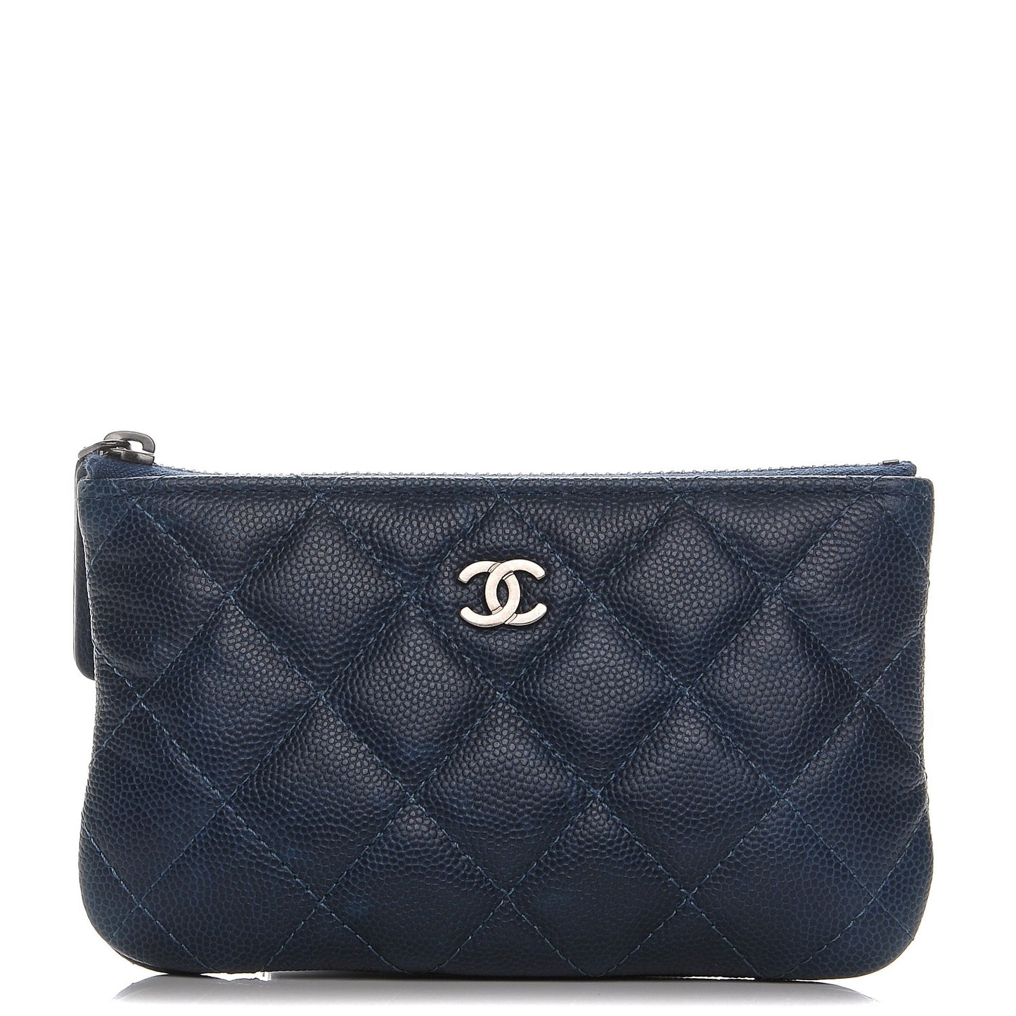 Caviar Quilted Small Cosmetic Case Navy