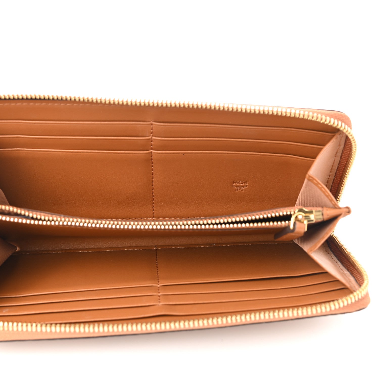 MCM Visetos Large Zip Around Wallet Cognac 5 of 9