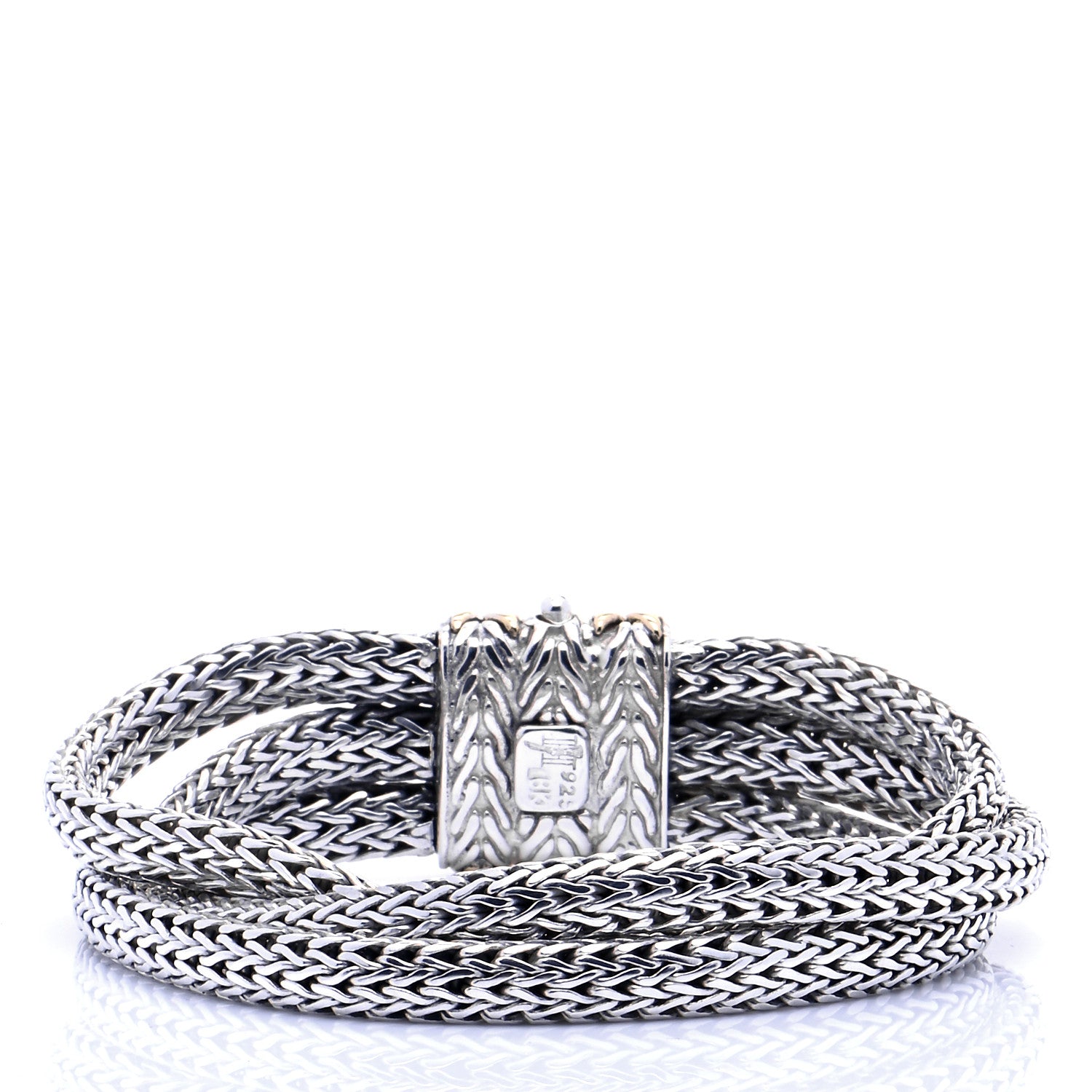 John Hardy Sterling Silver 18k Yellow Gold Classic Chain 3-Row Bracelet 3 of 6