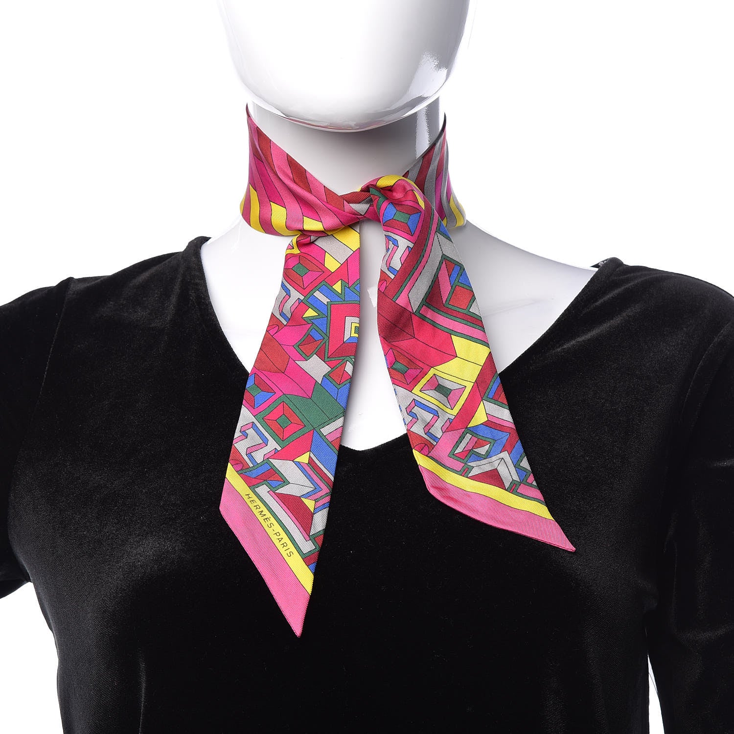 Hermes Silk Le Fil d'Ariane Twilly Rose Vif Jaune Bleu 2 of 5