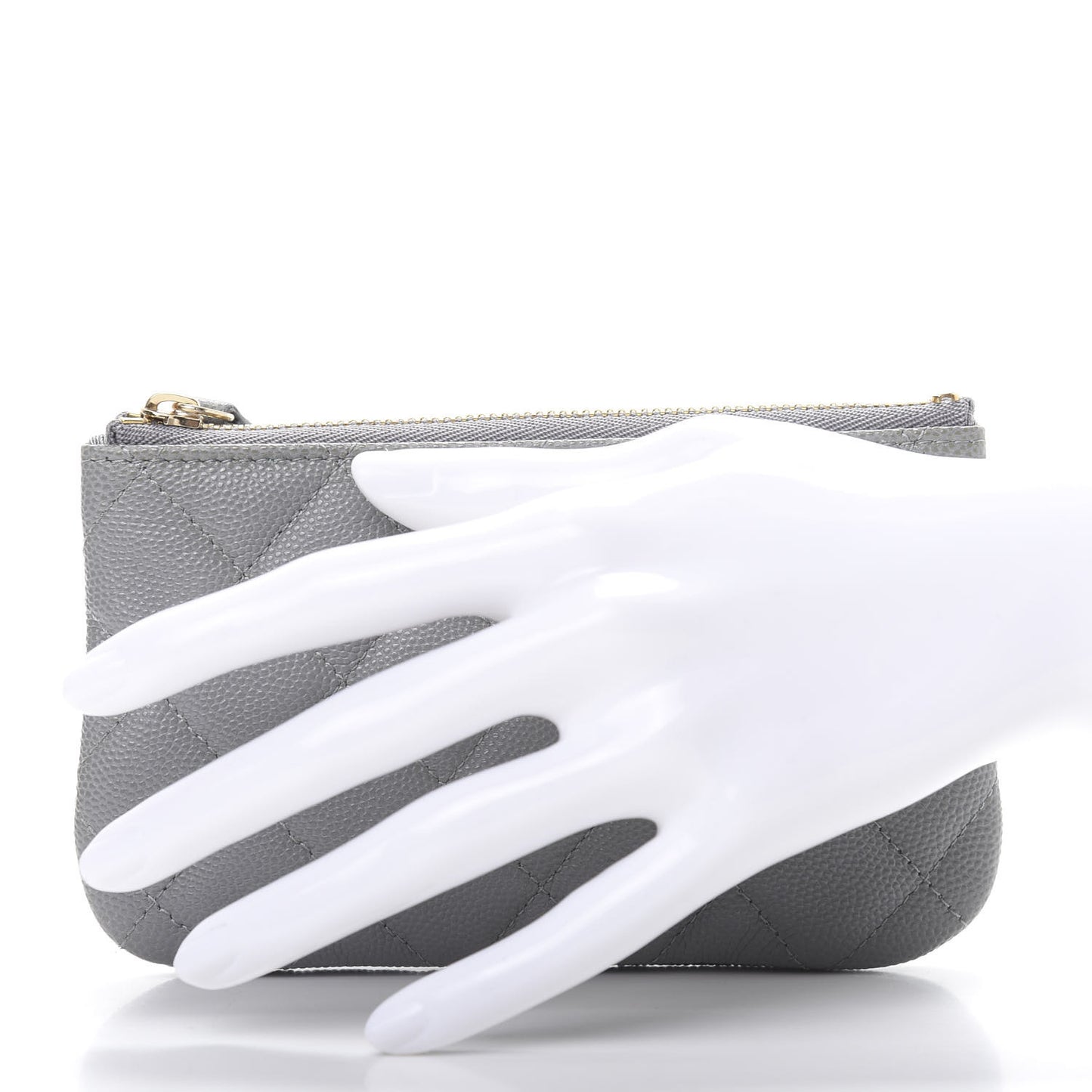 Caviar Quilted Small Cosmetic Case Grey