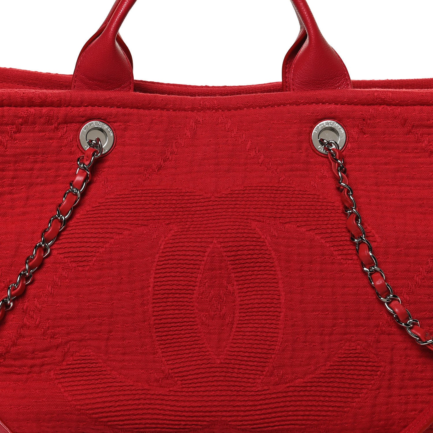 Chanel Canvas Large Double Face Shopping Tote Red 8 of 10