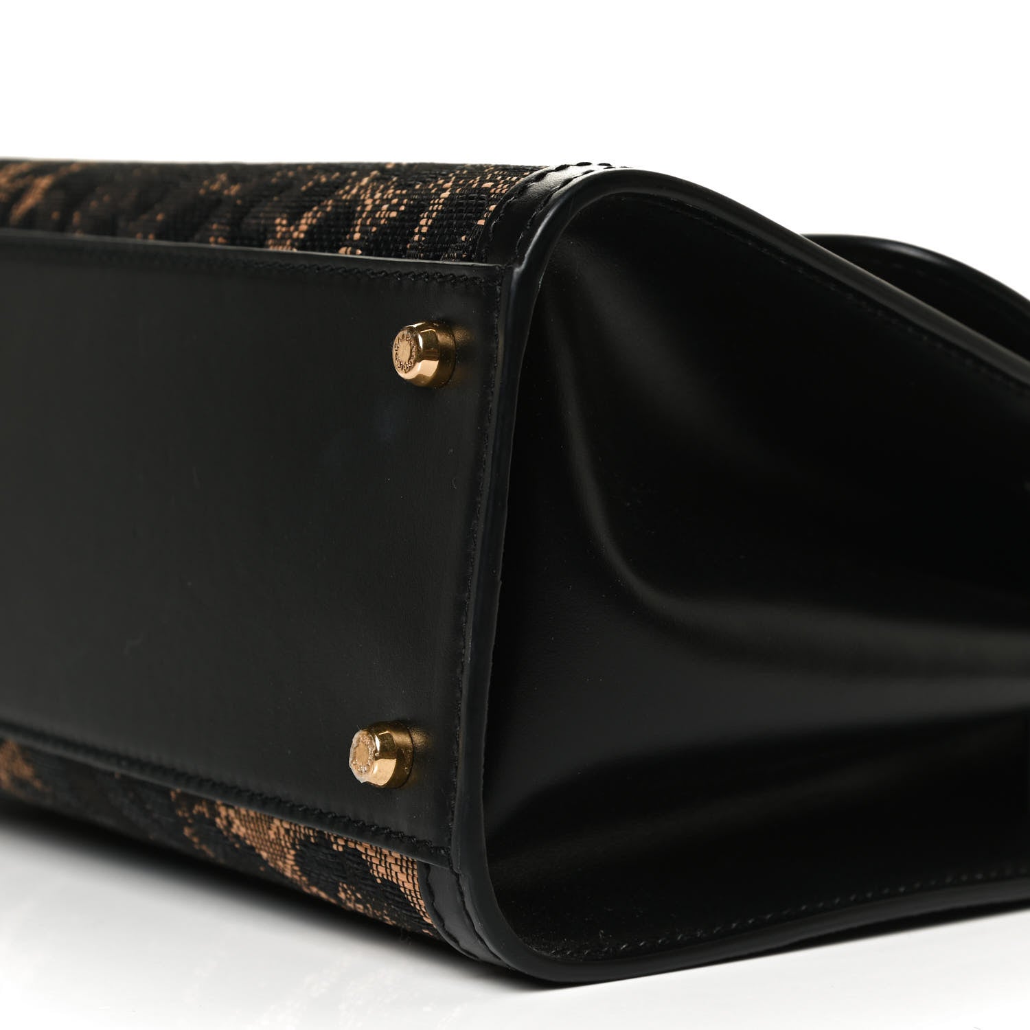 Dolce & Gabbana Calfskin Leopard Print Raffia Medium Sicily 58 Satchel Black Multicolor 6 of 12