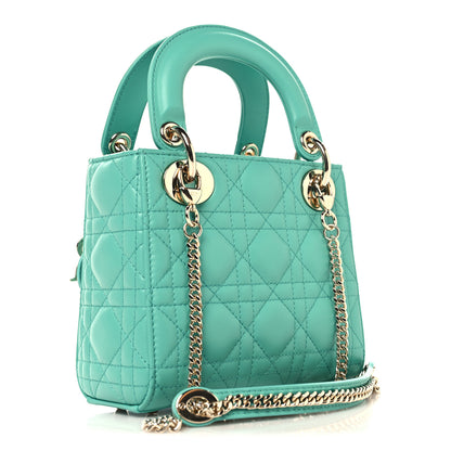 Christian Dior Lambskin Cannage Mini Lady Dior Cobalt Green 3 of 10