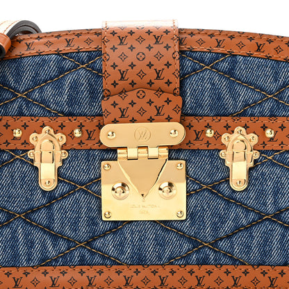 Louis Vuitton Denim Calfskin Malletage Trunk Clutch Light Blue 7 of 9