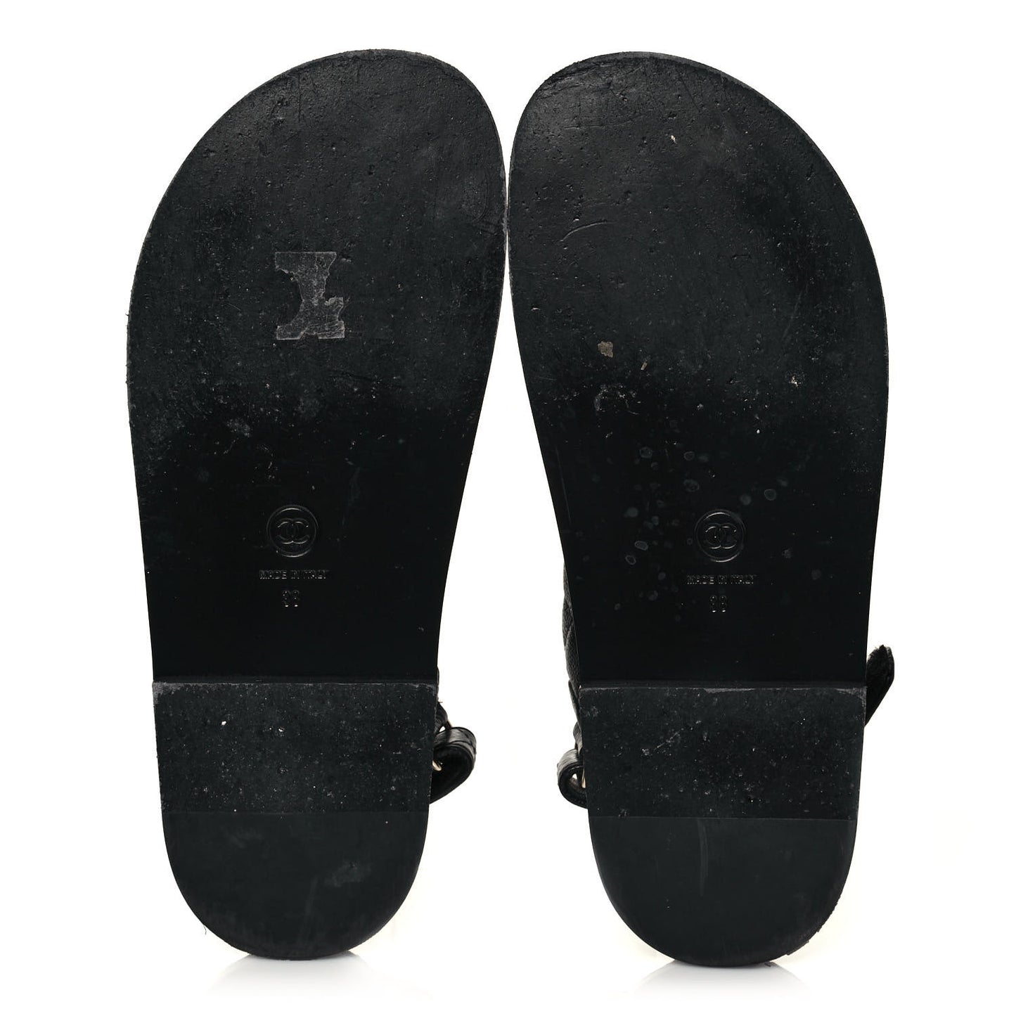 Grained Calfskin Velcro Dad Sandals 38 Black