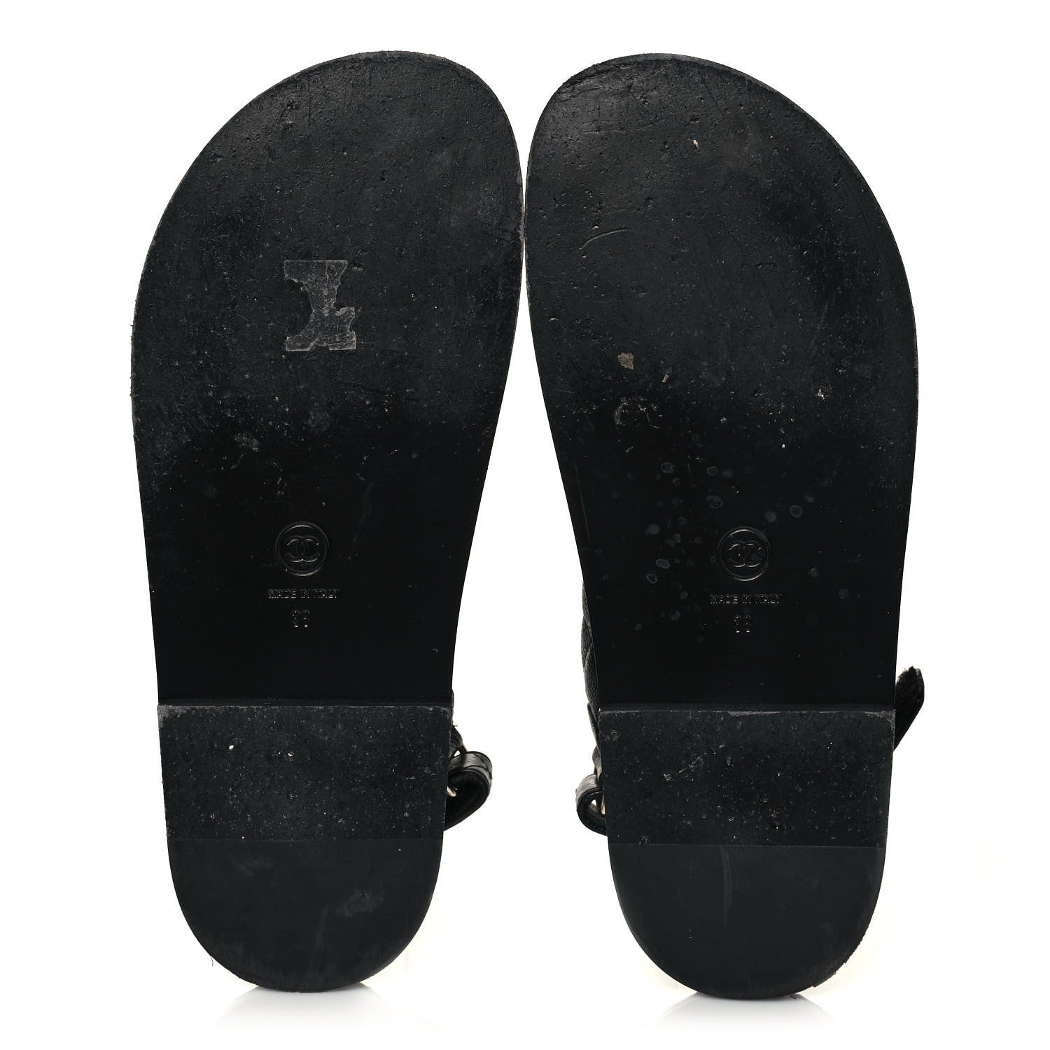 Chanel Grained Calfskin Velcro Dad Sandals 38 Black 5 of 9