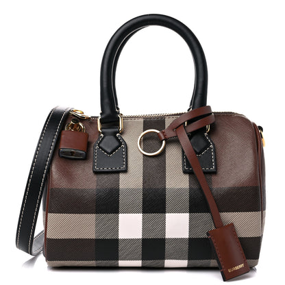 Burberry E-canvas Check Mini Bowling Bag Dark Birch Brown 1 of 10