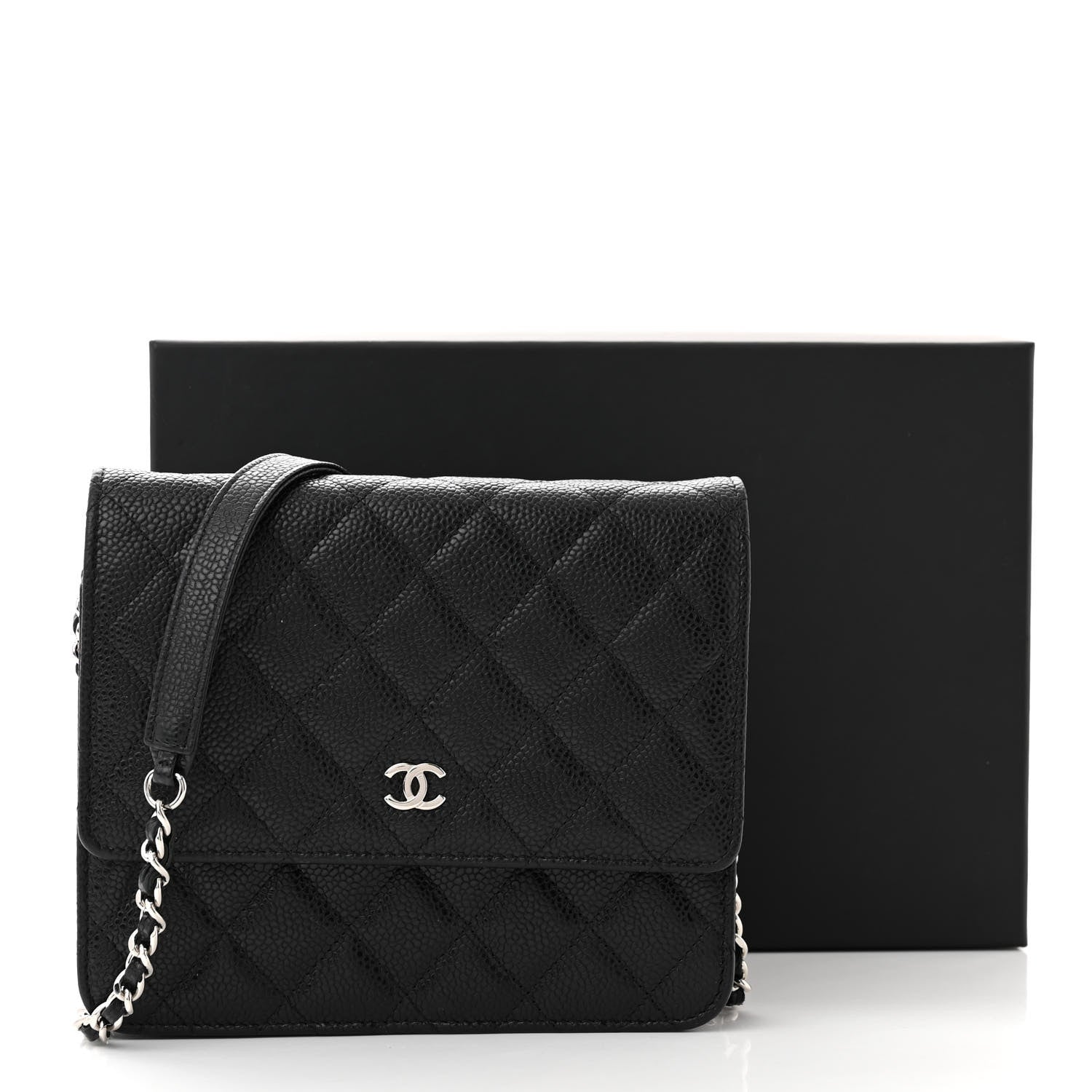 Chanel Caviar Quilted Square Wallet On Chain WOC Black 12 of 12