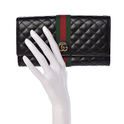 Gucci Calfskin Web Trapuntata GG Continental Wallet Black 2 of 12
