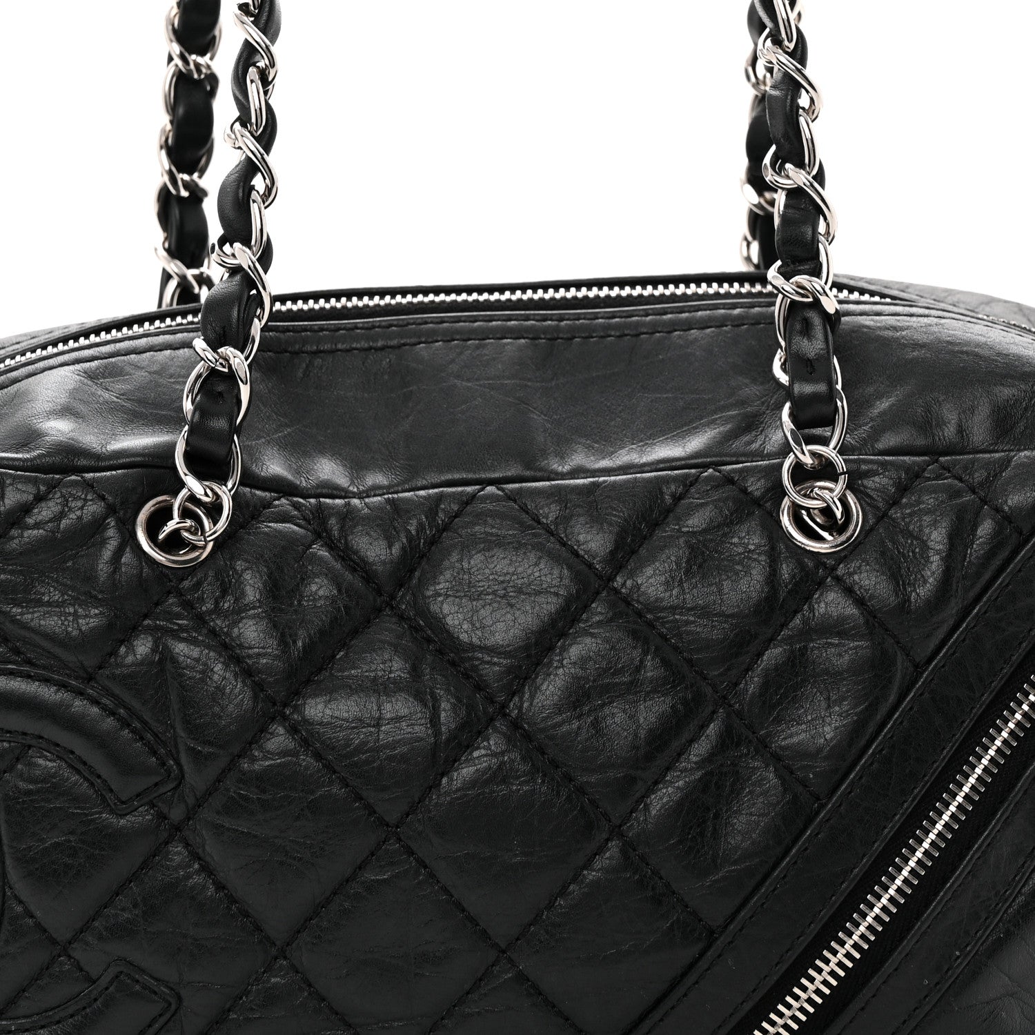 Chanel Aged Calfskin Quilted Cotton Club Bowler Black 8 of 10
