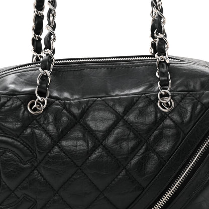 Chanel Aged Calfskin Quilted Cotton Club Bowler Black 8 of 10