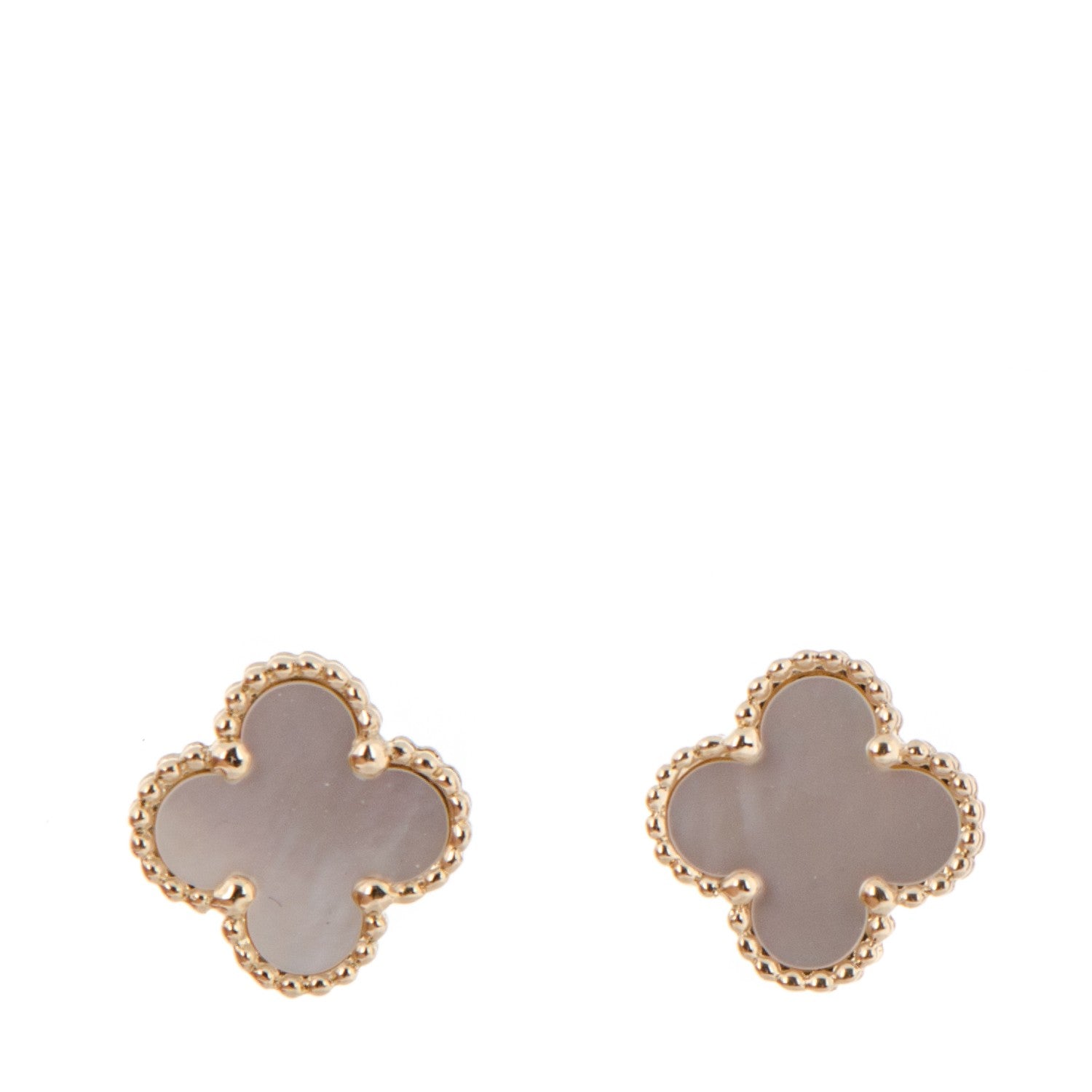 Van Cleef & Arpels 18K Yellow Gold Mother of Pearl Sweet Alhambra Earrings 1 of 5