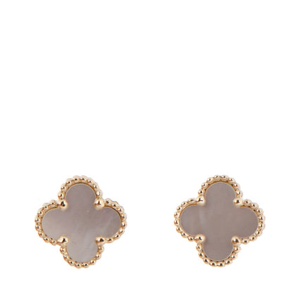 Van Cleef & Arpels 18K Yellow Gold Mother of Pearl Sweet Alhambra Earrings 1 of 5