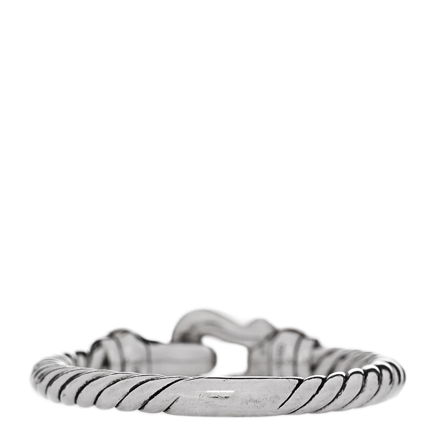 David Yurman Sterling Silver 18K Yellow Gold Diamond Petite Buckle Ring 54 6.75 3 of 5