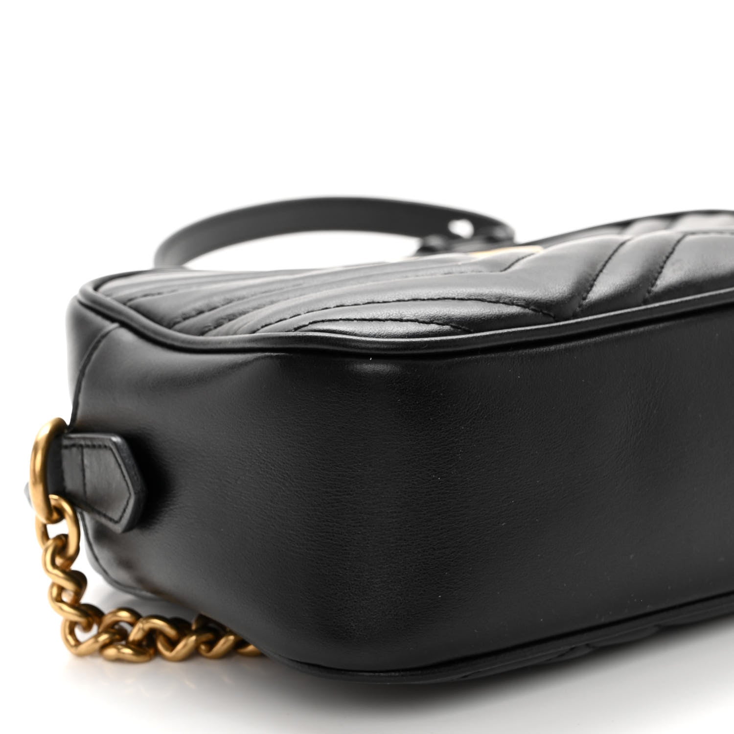 Gucci Calfskin Matelasse Small GG Marmont Chain Shoulder Bag Black 9 of 11