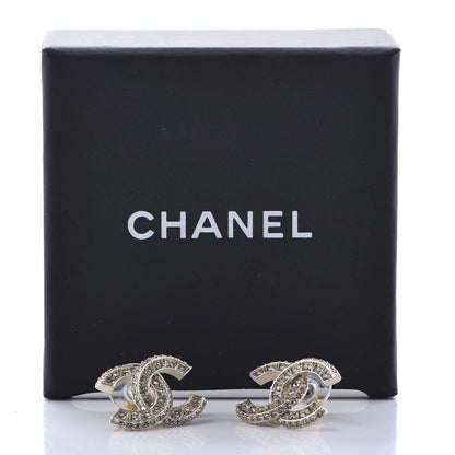 Chanel Crystal Timeless CC Earrings Light Gold 5 of 5